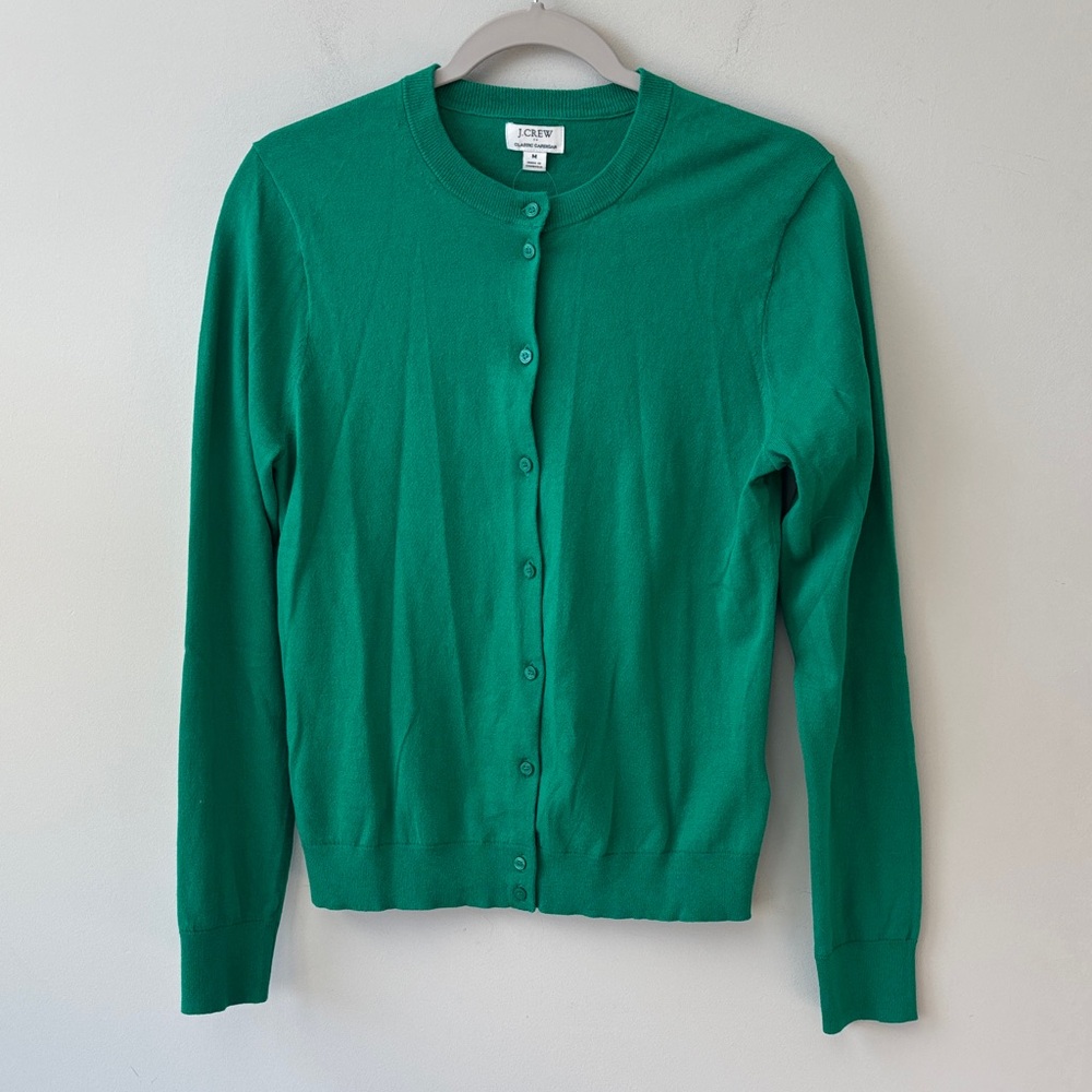 J. Crew Vibrant Green Round neck Cardigan NWT size medium